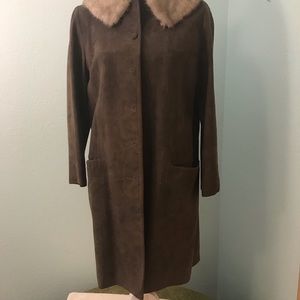 Highlanders Brown Suede Coat with Fox Fur Collar